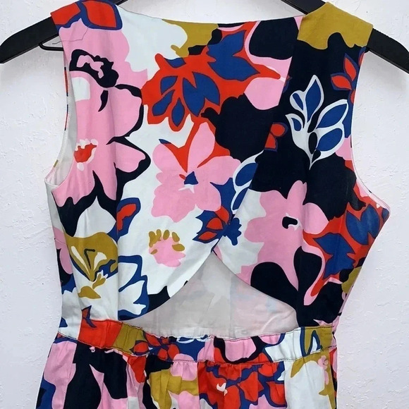 Anthropologie Whit Two Petalprint Cross-Back Dress Multi Tiki Floral Size 4 - Picture 8 of 10